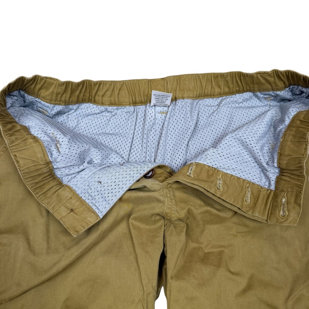 Woof Clothing M Mens Khaki Chino Pants Elastic Waist Button Fly Mesh Lined Brown - Picture 4 of 11